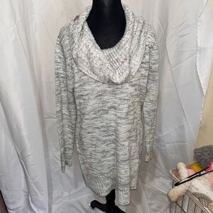 AB Studio Light Gray Cowl Neck Sweater Dress Sz L